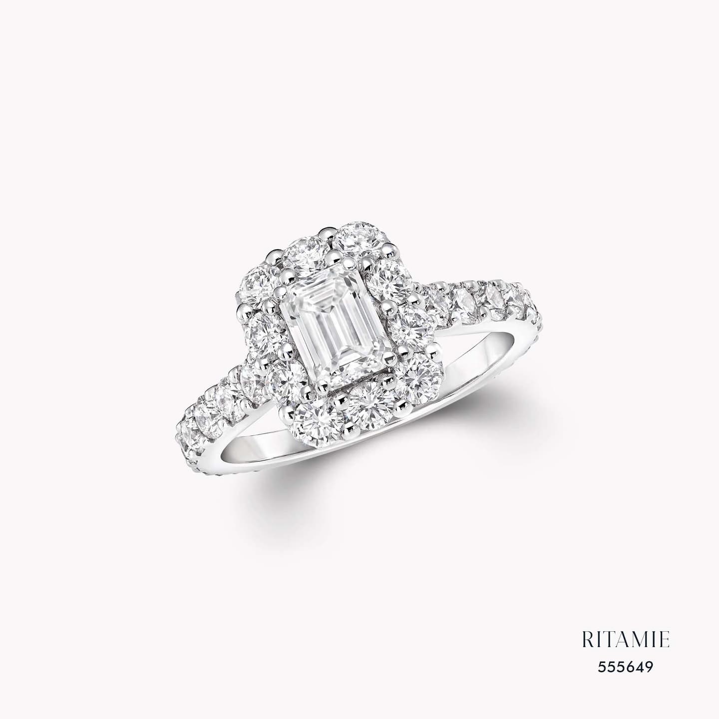 Emerald-Cut Lab-Grown Diamond Halo Ring 555649