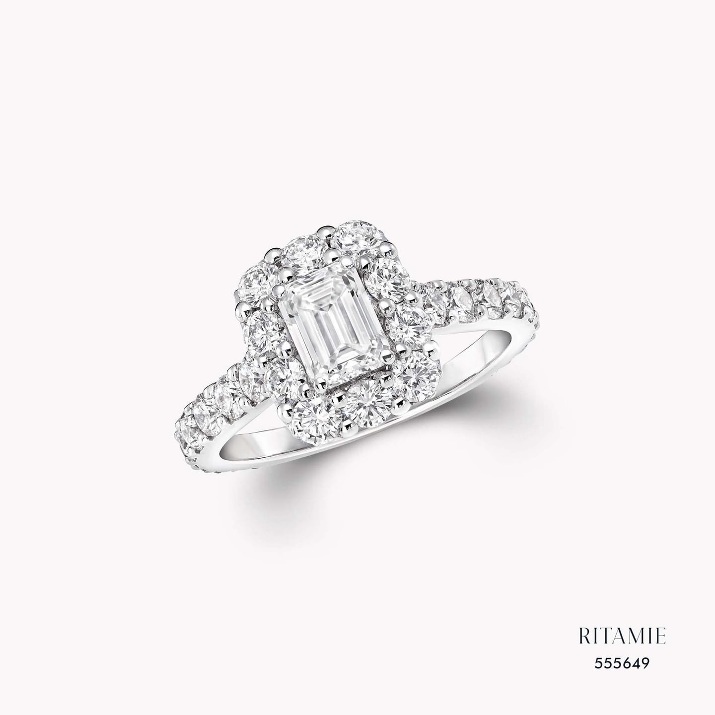 Emerald-Cut Lab-Grown Diamond Halo Ring 555649